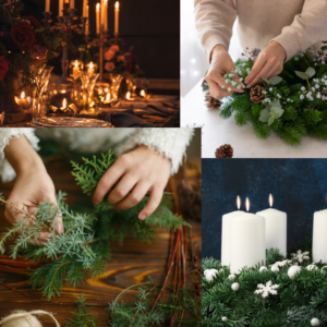Adventskrans - oasis med vintergrønt